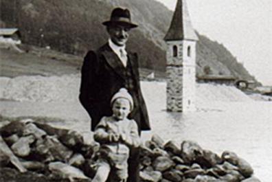 Great-grandad David at the lake Reschensee
